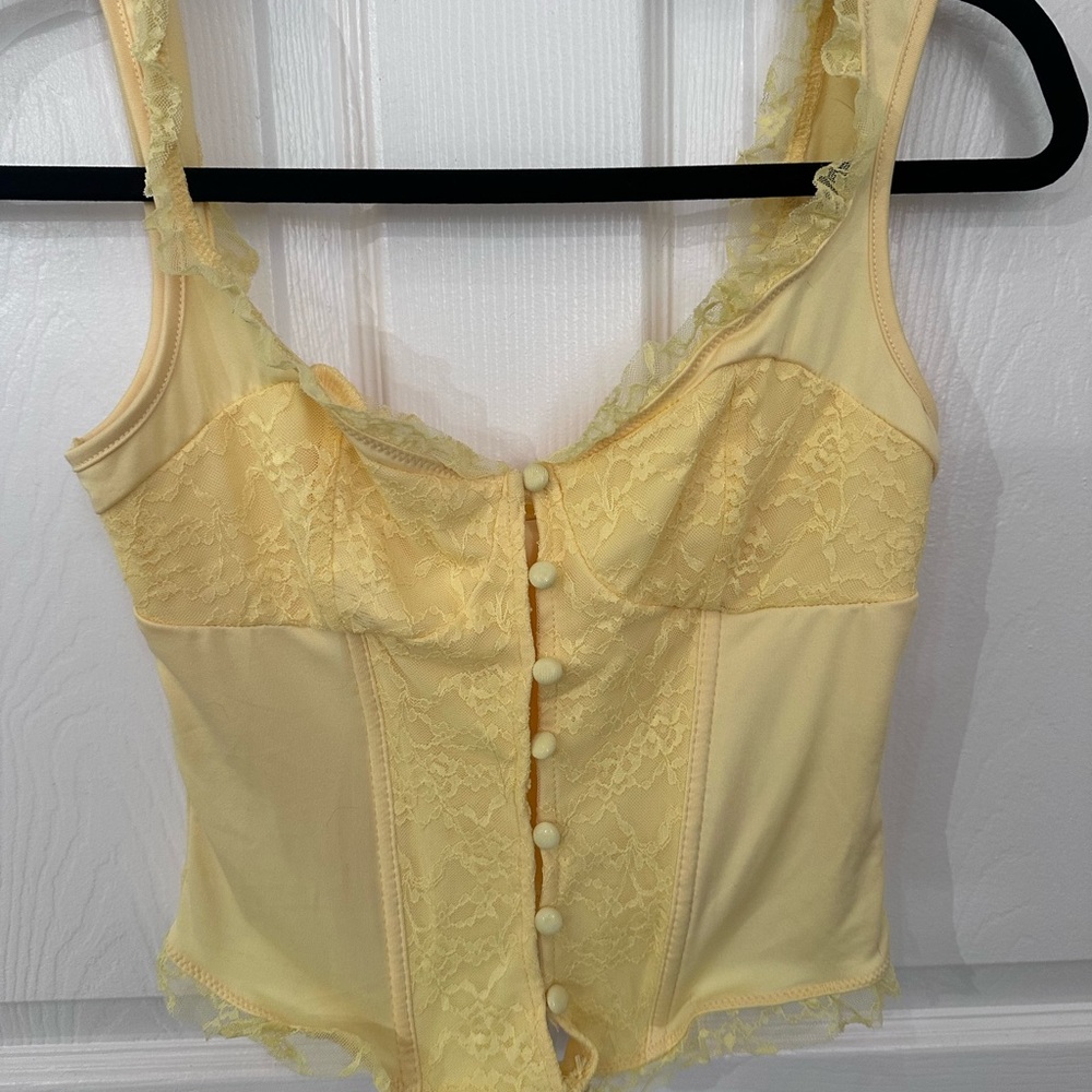 Yellow Lace Button-Up Camisole